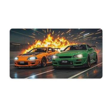 Imagem de HouLaiZhe Anime JDM Sports Car R34 Vs Super Speed Gaming Mouse Pads JDM Car Desk Pads Grandes Mousepads para Teclado Desktop Mat40X75cm