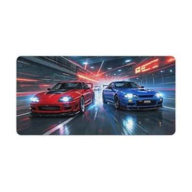 Imagem de HouLaiZhe Tapetes de mouse japoneses JDM SUP R32 para jogos de carros radicais JDM tapetes de mesa de carro grandes para teclado de mesa tapete de computador 30 x 60 cm