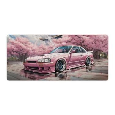 Imagem de Cherry Blossoms Car S15 Rosa Romântico JDM Mesa Mesa Mouse Pad Antiderrapante Grande Material de Escritório Tapete de Mesa Impermeável Borracha Mesa Escrita Pad para Escritório Jogo Casa 40 x 90 cm