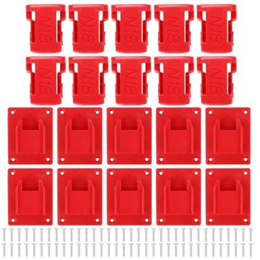 Imagem de 20 Suportes de Parede para Ferramentas e Baterias 18V, Suporte Reforçado Furadeira com Parafusos Organizador Prateleira para Armazenamento Serras Furadeiras Ferramentas em Garagens Oficinas