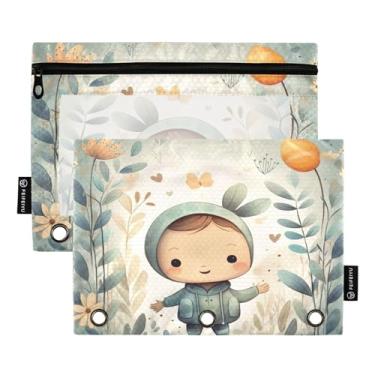 Imagem de Wassud Pastas de fichário com 3 furos de bolso com desenho animado fofo pasta organizadora de arquivos para escritório em casa, pacote com 2