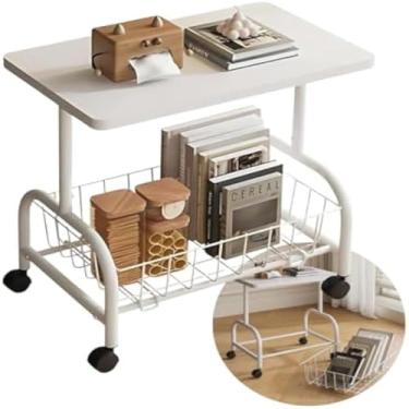 Imagem de Mesa Lateral Multiuso Com Rodinhas - Branca