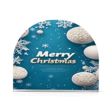 Imagem de Qilmy Porta-guardanapos de Natal e feliz ano novo para mesas, porta-guardanapos de papel de placa acrílica elegante, dispensador de papel de seda independente moderno para sala de jantar, sala de