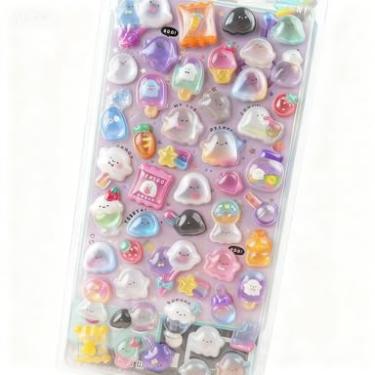 Imagem de Adesivos inchados de desenho 3D - Mini adesivos decorativos reutilizáveis para álbuns, agendas, diários, laptops e capas de telefone, adesivos fofos com design texturizado 3D, fáceis de descascar e