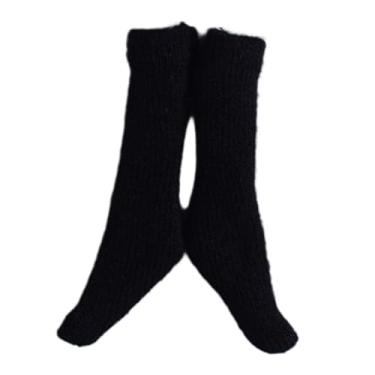 Imagem de Dynwave Meias em escala 1/12, meias de cano alto casuais, estilosas e modernas para bonecas de 15 cm (6 polegadas), acessório para fantasias e roupas, Preto