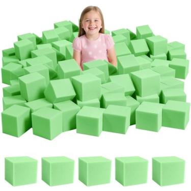 Imagem de WINTECY 48PCS Foam Cubes 5"x5"x5"- Foam Pit Blocks Set, Soft Stacking Blocks for Indoor Games,Trampolines, Gymnastics, Parkour & Action Sport (Green)