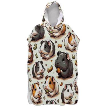 Imagem de Joisal Lindo poncho de surfe de porquinho-da-índia roupão para adultos plus size masculino feminino poncho com capuz toalhas de banho com capuz