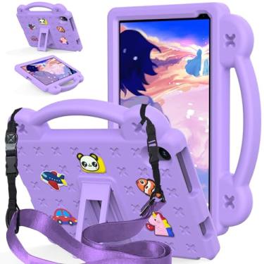 Imagem de Kwamaz Capa infantil para tablet Urao 10,1 polegadas C107, capa infantil de EVA à prova de choque com alça de suporte para Urao 10,1'' 2024 capa (roxa)