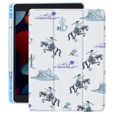 Imagem de CozyNestCY Capa para iPad 10,9 polegadas 10Th Cool West Cowboy Capa para Ipad Western Retro Shell Transparente Traseira Estética Bonito Padrão Capa Auto Sleep/Wake Suporte de Lápis À Prova de Choque