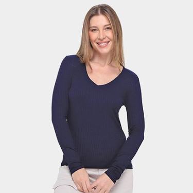 Imagem de Blusa Lunender Canelada Tracy Manga Longa Feminina-Feminino