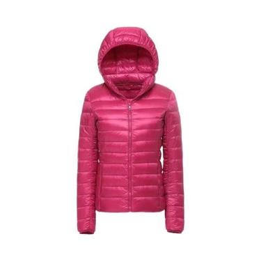 Imagem de Jaqueta Puffer Feminina Com Capuz De Pluma De Pato Branca Ultra Leve E