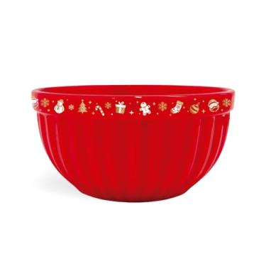 Imagem de Tigela Itália Natal Cerâmica 480ml 2° LINHA DEFEITOS Feliz Natal Bowl Cumbuca Sopas Caldos Sobremesas(Vermelha Enfeites)