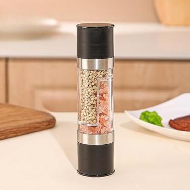 Imagem de Moedor manual de pimenta ou sal, grossura ajustável, fácil de limpar, simples de usar, essencial para cozinha (tampa de plástico)