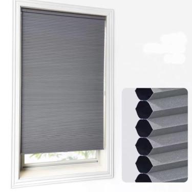 Imagem de Persianas celulares de colmeia sem fio de 3,8 cm - Persianas plissadas com filtragem de luz para casa e escritório | Tamanho personalizado, fácil instalação (serve para janelas/portas, berçário