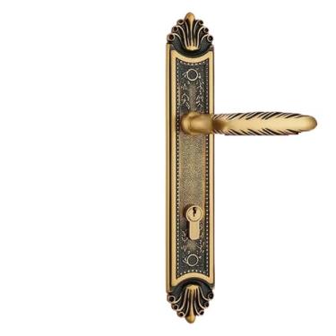 Imagem de BEGWVDJTP Fechadura de porta de latão sólido moda europeia fechadura de porta de entrada dourada interior quarto painel de madeira fechadura com alça dourada (bronze preto)