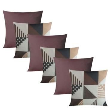 Imagem de Kit 6 Almofadas Decorativas Cheias 48x48cm com Zíper Invisível para Sofá Sala Quarto (495)