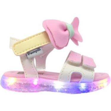 Imagem de Sandália Infantil Menina Luz Led Casual Dia a Dia Passeio Escola Anatômica Pampilli 757.009-Feminino