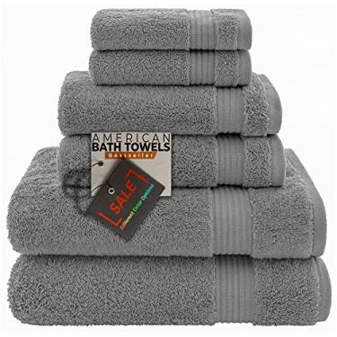 Imagem de American Bath Towels, Conjunto de toalhas cinza para banheiro, toalhas 100% algodão turco, Prime, Toallas de Baño, 2 toalhas de banho, 2 toalhas de mão, 2 toalhas de rosto e 2 toalhas de rosto