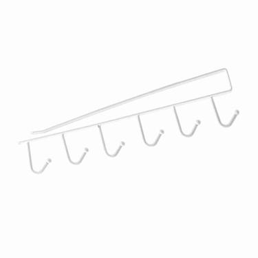 Imagem de Prateleira multifuncional de armário cozinha Gancho pendurado Organizador Suporte Construção metálica resistente Economia espaço para itens Utensílios