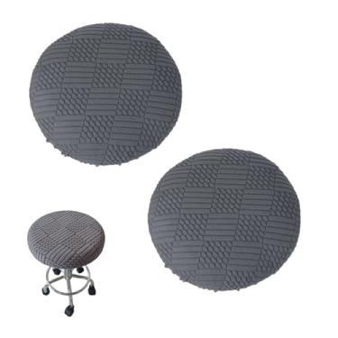 Imagem de PENCK Capas de banco redondas, macias e confortáveis, capa de banco de barra elástica, capas laváveis para bancos de bar, cadeiras e mesa de maquiagem de 28 a 48 cm (cinza escuro)