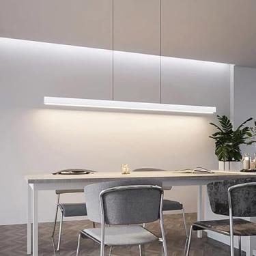 Imagem de Luminária pendente LED para mesa de jantar, com intensidade regulável e altura ajustável. Luminária pendente/de teto moderna para escritório, sala de jantar, sala de estudos, sala de estar,