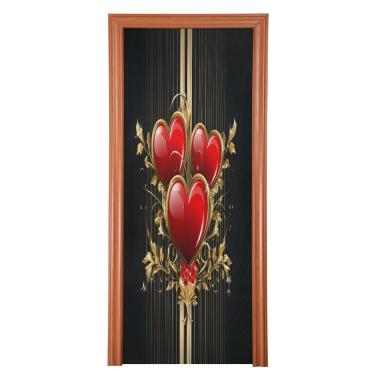 Imagem de ATTX Capa para porta da frente do dia dos namorados - decoração de férias de tecido elástico lavável para festas, casa, decoração de porta da frente, 36 x 98 polegadas (290)