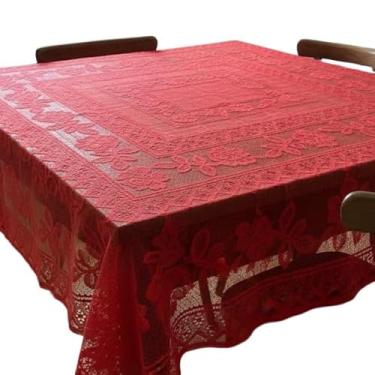 Imagem de Toalha De Mesa Renda Quadrada 4 Lugares 140x140cm(Vermelho)