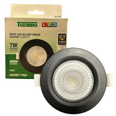 Imagem de Kit 3 Spot Led Redondo Preto Embutir 7w Branco Neutro 4000K - TASCHIBR