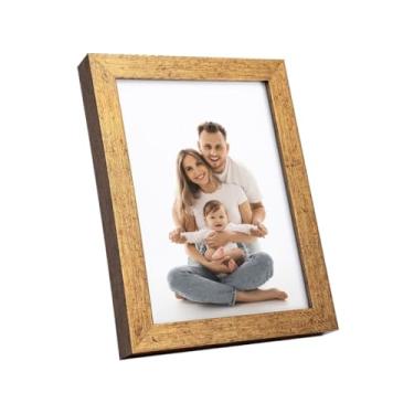 Imagem de Porta-Retrato 15x21 cm com Vidro – Moldura Decorativa para Foto de Família de Mesa(Dourado)