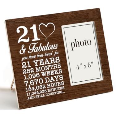 Imagem de Moldura de aniversário de 21 anos para ela, presente de aniversário de 21 anos para ele, porta-retratos de aniversário de 21 anos (foto de 10 x 15 cm)