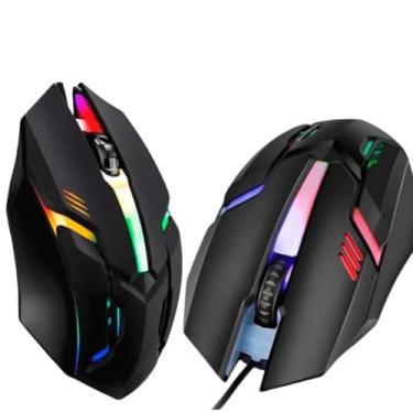 Imagem de Mouse com Fio USB MS-62, Iluminação RGB 7 Cores, 1200 DPI, Design Ergonômico, Cabo 1,5 Metros, Preto KIT Com 2