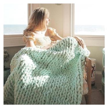 Imagem de Cobertor de malha grossa | Cobertor de malha de fio de chenille macio - Cobertores grossos de lã grossa para sofá cama, presente de decoração de casa