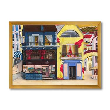 Imagem de DesignQ The Facade of The Buildings In A Cozy Streets French Country Framed Wall Art