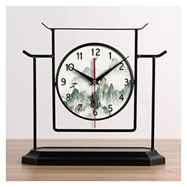 Imagem de U5GAAALPPQ9 Relógio de mesa, relógio de mesa, relógio de mesa, novos relógios de estilo chinês, decoração para casa, sala de estar, ornamentos, relógio retro, relógio de secretária decorativo de 30 cm