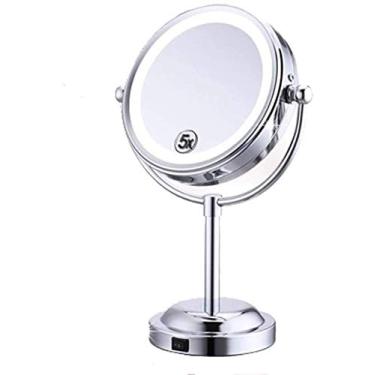 Imagem de U5GAAALPPQ9 Espelhos Vaidade de banheiro com luzes Ampliação 3X LED Mesa de barbear e maquiagem (Cor: Prata, Tamanho: 15 cm)