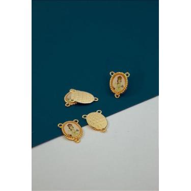 Imagem de Pingente Religioso Menino Jesus 3 Saídas Dupla Face Ouro - 01 Unidade 