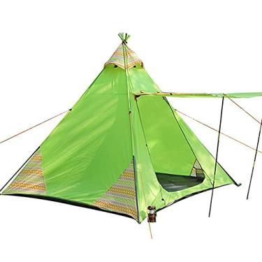 Imagem de U5GAAALPPQ9 Tenda indiana barraca de acampamento familiar ao ar livre 3-4 pessoas tenda de pirâmide estilo tribal barraca interna infantil (verde) (verde)