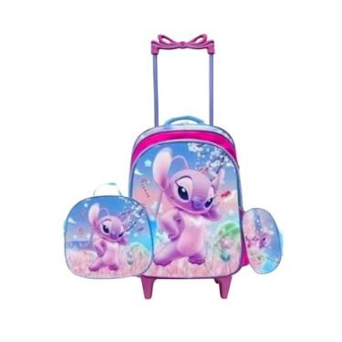 Imagem de Kit Mochila Stitch 3D Escolar Feminina e Masculina com Lancheira Térmi