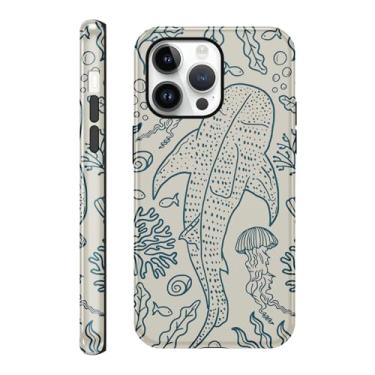 Imagem de Zrutru Capa de tubarão para iPhone 14 Pro de 6,1 polegadas, tubarões baleia oceano recifes de coral água-viva capas de telefone para meninas mulheres meninos homens TPU resistente a arranhões capa à