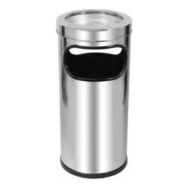 Imagem de Cinzeiro Lixeira Em Aço Inox Com Aro Inox 22l C2 - jsn
