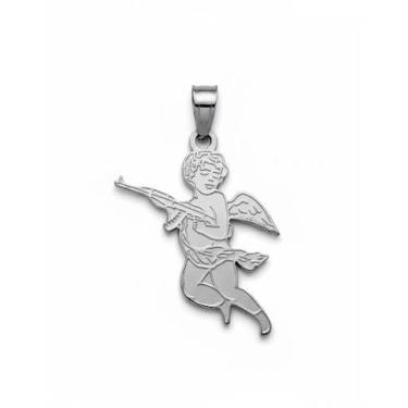 Imagem de Pingente Anjinho Dourado Aço Inox 35cm Unissex Fé Para Colar Corrente 