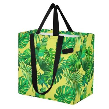 Imagem de SEHANY Sacola reutilizável de folhas de palmeira com alças reforçadas, bolsa de compras de lona dobrável à prova d'água de grande capacidade para viagem, cozinha, praia