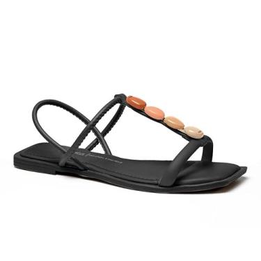 Imagem de Sandalia Feminina Rasteira Dakota Calce Facil Pedraria (Preto, BR, Adulto, Numérico, 36)