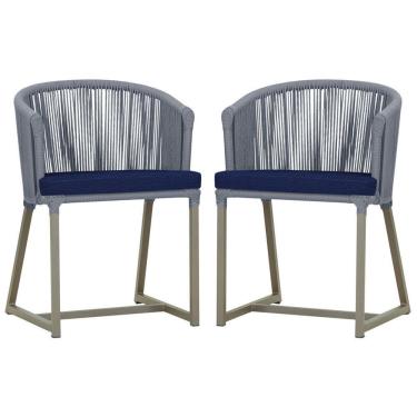 Imagem de 2 Cadeiras De Jantar Noronha Fendi Corda Nautica E10 Trama Prata