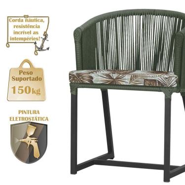 Imagem de 7 Cadeiras De Jantar área Noronha Preta E6 Trama  Verde