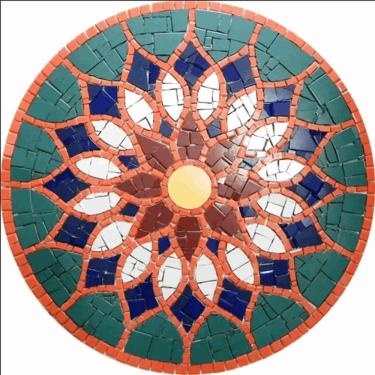 Imagem de Mandala Indiana Piso Mosaico Vitral árabe Cerâmico Tamanho 300cm