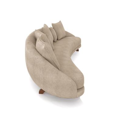 Imagem de Sofá Living 3 Lugares 265cm Pés Madeira Morales Com Almofadas Bouclê Bege Escuro G52 - Gran Belo