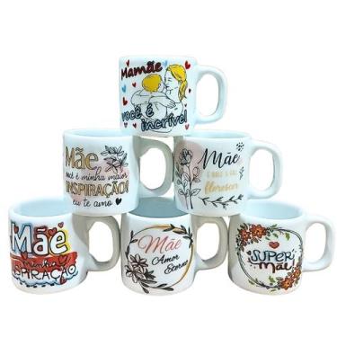 Imagem de Kit Jogo Conjunto 6 Caneca Mãe Café Chá Suco Porcelana - Antilope Deco