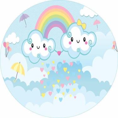 Imagem de Painel de Lona Redondo Chuva de Amor e Guarda Chuva - Fabrika de Festa