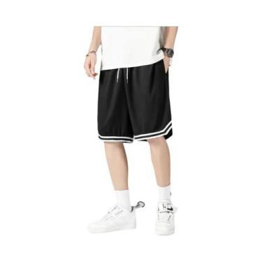 Imagem de Shorts Masculinos Casuais De Verão Para Basquete, Soltos, Em Tela Fina